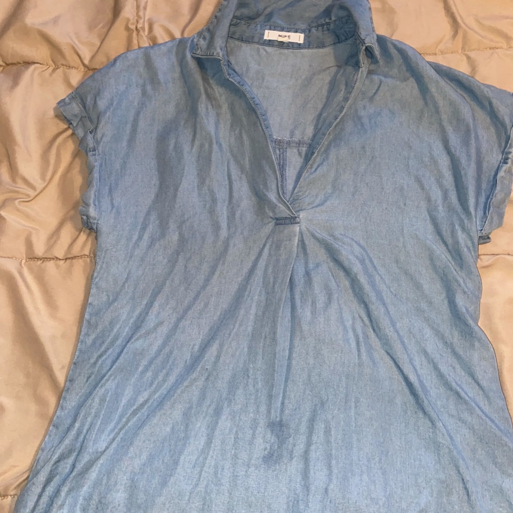 Light Blue short sleeve blouse